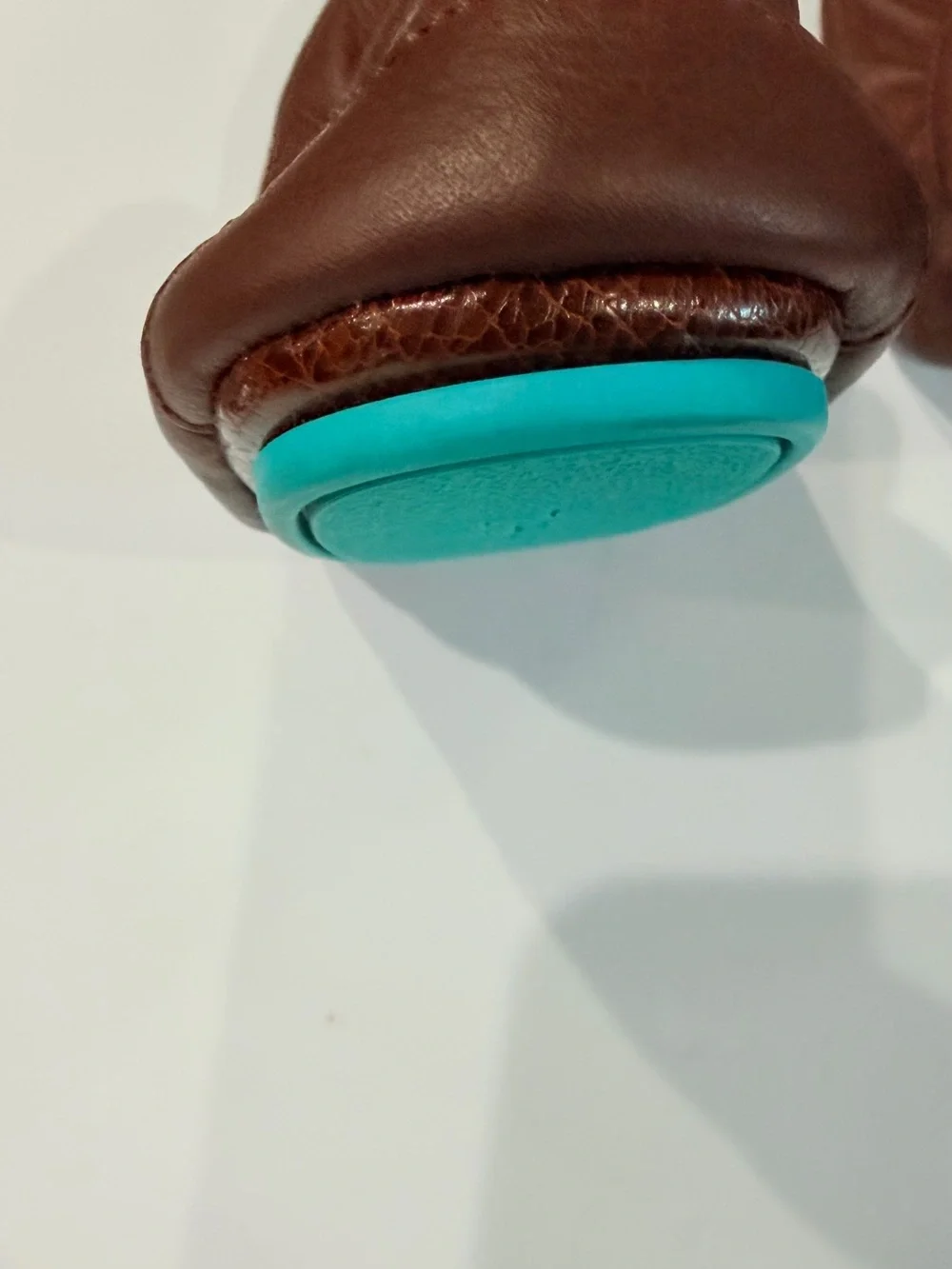 Tieks Kids Brown Leather Ballet Flats with Teal Pull Tab